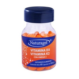 Naturagel Vitamina D3 con Vitamina K2 adicionado con Omega 3 | 700mg 30 Softgels Suplemento Alimenticio