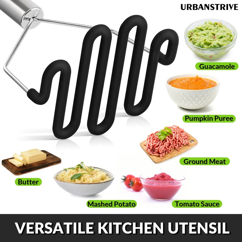 Urbanstrive Non-Scratch Silicone Potato Masher Kitchen Tool, Potatoes Masher Potato