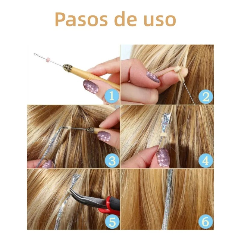 Conjunto De Extensiones De Cabello Con Peluca Brillante 90cm