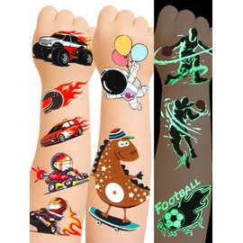 150+ Glow in the Dark Temporary Tattoos for Boys, Dinosaur Ocean Sports