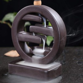 Platz Incense Stick Holder with 20 Pieces Backflow Incense Cones Home Decoration Ceramic Incense Holder