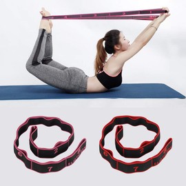 Yoga Exercise Resistance Band Yoga Stretch Assist Strap 8 Numbered Loop Band High Elastic Stretching for Yoga Pilates Dance and Gymnastics, Kids Dancing Assistance and Rehabilitation (Rose Red)