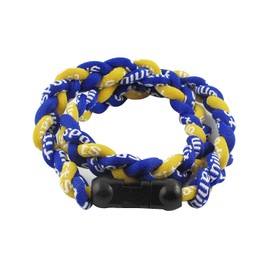 MapofBeauty 18" Sport Two Colors Three Braided Rope Tornado Necklace (Royal Blue/Yellow)