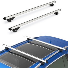TeqHome Universal Roof Rack Cross Bars, 52'' Adjustable Aluminum Lockable Crossbars with Dual Keys, Anti-Theft Roof Cargo Bars Fits Most Vehicles Existing Raised Side Rails with Gap, 200LBS Load