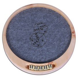 Dekobox Dice plate made of pine wood including dice, pine dice board, round
