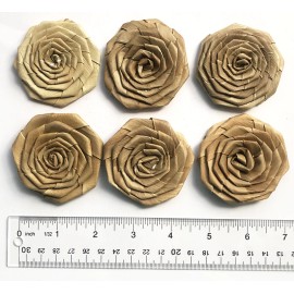 Hawaiian Lauhala Rosettes Woven Flower Hula Supply Handcrafted Hawaii Lei Decor - 10Pack1"DiameterTwoTones