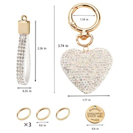 Keychain for Women Girls Bling Heart Key Chain Accessories for Key/Backpack Bag Charm Decoration