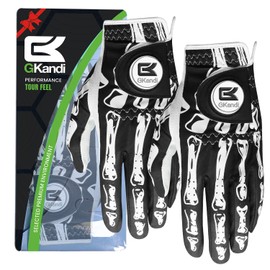 Golf Gloves Men Left Hand Right Handed Golfer Leather Value 2 Pack with Ball Marker, USA Flag Mens Golf Glove All Weather Grip Small Medium ML Large XL (Black, Medium (Worn On Left Hand))