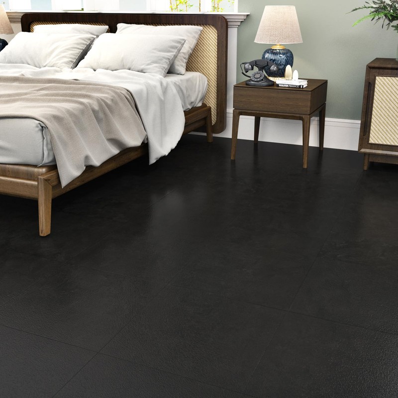 WESTICK Grey Black Marble Floor Tile Peel and Stick Flooring
