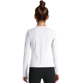 HASMES Girls Long Sleeve Athletic Shirts Active Quick Dry Lightweight Clothes Kids Teens Sports Tees Yoga Basic Tops White