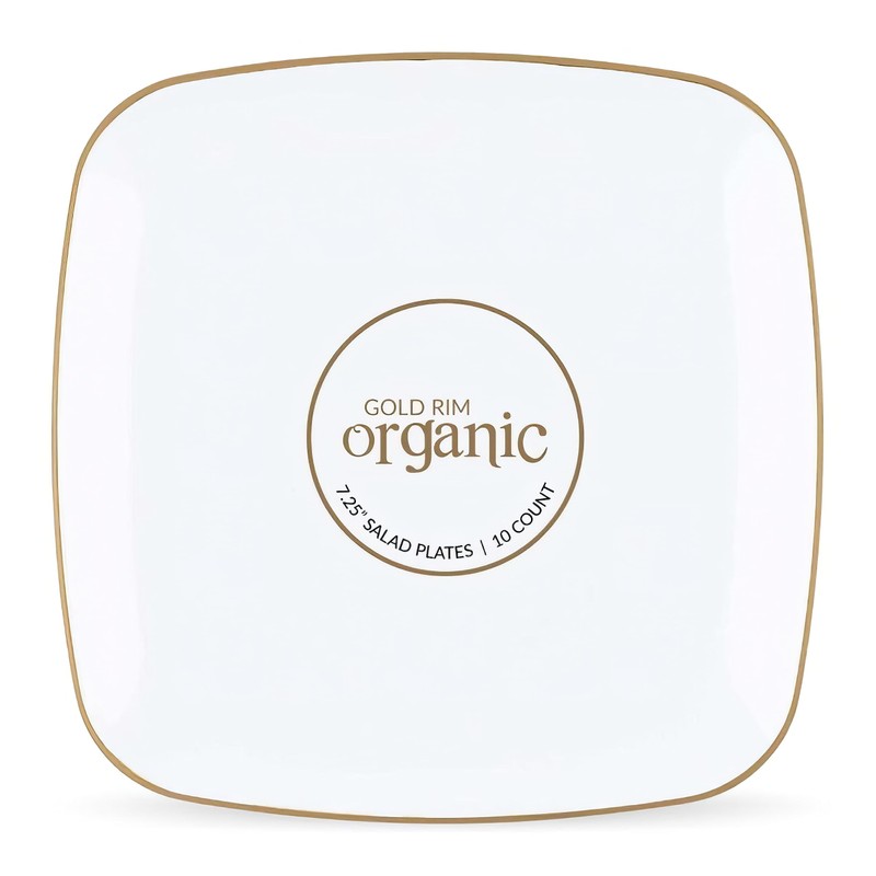 Blue Sky Organic White Disposable Plates 7.25" Square (10 Count)