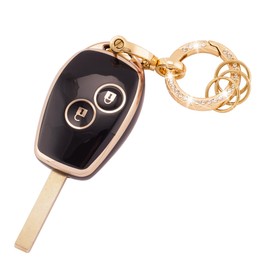 Koaudb Koaudb Key Cover for Clio Kangoo Megane Laguna Modus Dacia Twingo Kangoo 2 Buttons Smart Car Key Card Case Soft TPU Key Protector with Bling Key Chain (R-Rnl-2R-B)