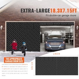 Happybuy Garage Door Screen for Winter, 18x7FT, Garage Door Insulation Kit, Magnetic Thermal Insulated Door Curtain with 300D Oxford Fabric Heavy Duty Weighted Bottom, Easy Assembly for Garage Door