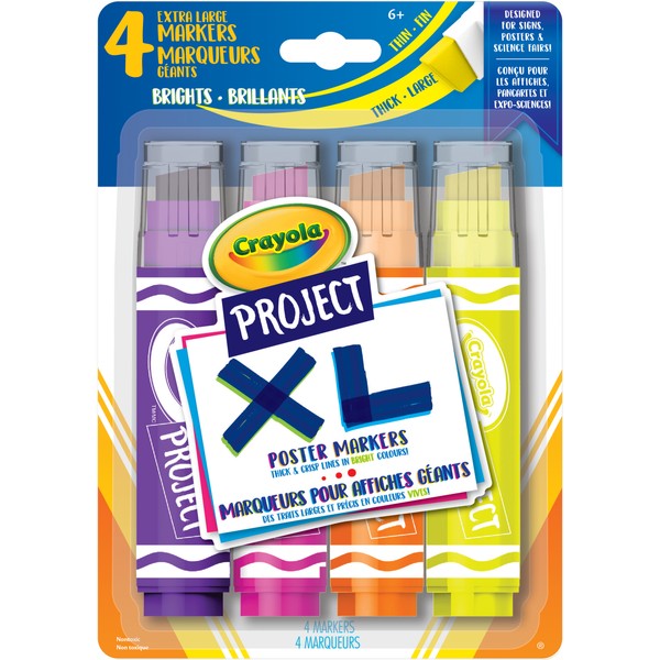 Crayola Project XL Poster Markers Bright Colours 4 Count
