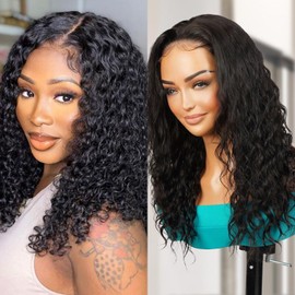 GLAM21USA Human Hair Wear and Go Pre Cut Pre Plucked Glueless 5x5 Lace Wig Loose Wave Natural 16 Inch