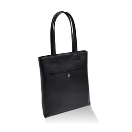 LASTOS Women's Tote Bag, A4, Large Capacity, Lightweight, Work Bag, Shoulder Bag, Handbag, Vertical, Slim (Black)