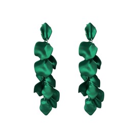 FDEETY Earrings for Women Girls Long Rose Petal Earrings Vintage Dangle Exaggerated Flower Earrings Elegent Drop Statement Floral Tassel Earrings Colourful Earrings (Dark Green)