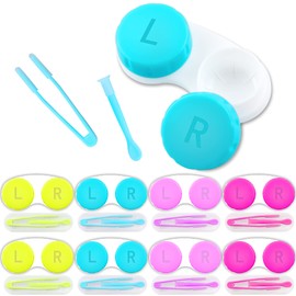 VOCOOL 16 Pcs Portable Contact Lens Tools Set, Inserter/Remover and Tweezer with Soft Tip Mini Eye Contact Case Box for Travel