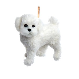 The Bridge Collection Bichon Frise Dog Ornament - Furry Teddy Bear Dog Ornament for Holiday Decor - Animal Christmas Tree Ornament - Pet Ornaments for Dog Lovers