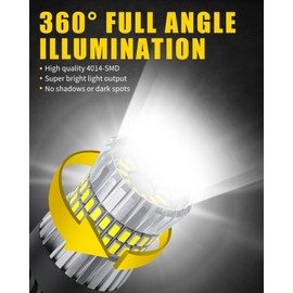 AILEO Upgraded 2024 7440 7443 LED Light White Bulbs 500% Increased Brightness, Perfect for Reverse/Backup, Tail, Brake, Turn Signal & DRL Easy Installation Lifespan 60000 Hours-2PCS