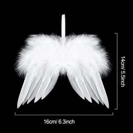 ELECLAND 12 Pcs White Feather Christmas Decorations - Vintage Ornaments, Angel Wings Tree Decoration for DIY Craft, 16x14cm