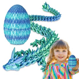 Surprise Dragon Egg with Dragon Inside – Gifts for Kids and Adults, 3D Printed Fidget Toy, Ideal for Christmas, Easter, Birthdays, Fun Desk Décor and Stress Relief(Sea Blue, Small)