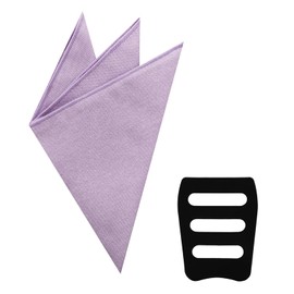 Luckyvestir Pocket Squares for Men, 9"" Cotton Handkerchiefs Men Women with Pocket Square Holder for Suits Business Wedding (Lavender)