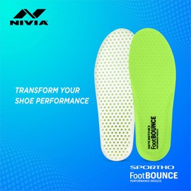 NIVIA Foot Cushion and Superior Sportho Shoes Insole | Color: Green | Size: 6 US | Durable Cushion Insole | Transform Your Shoes Performance | Superior Shock Absorption | Contoured Flo-lines