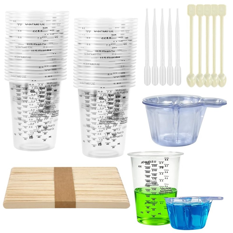 Vurixfo 50 Pcs Epoxy Resin Mixing Cups, 8oz Resin Measuring