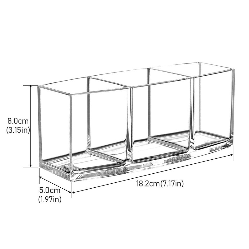 Top-Spring Makeup Brush Holder Organizer, 3 Slot Acrylic Makeup Brush