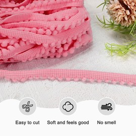 M METERXITY 1-Pack Pom Pom Ball Fringe Trim, 10 Yards 5mm Ball Fringe Trim Ribbon Sewing Accessory for Home Decoration/DIY Crafts/Curtain/Pillow [Dark Pink]