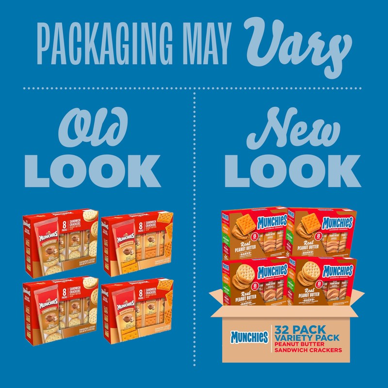 Munchies Sandwich Crackers, Assorted Peanut Butter Variety Pack (Pack of