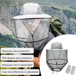 Imkerhut,Moskitonetz Hut,Imkerhut mit Schleier,Hut mit Moskitonetz,Imkerhut mit Schleier Moskitonetz,Bienenzuchtschleier Hut,Moskito Kopfnetz Hut,Mit Handschuhen,für Outdoor Wandern Camping Angeln