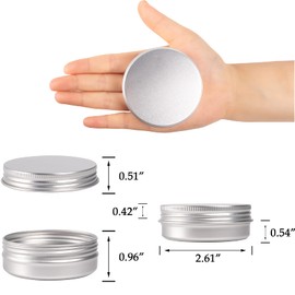 120pcs 2 oz / 60ml Bulk Packaging Screw Top Aluminum Tin Jar with Screw Lid and Blank Labels (Silver)