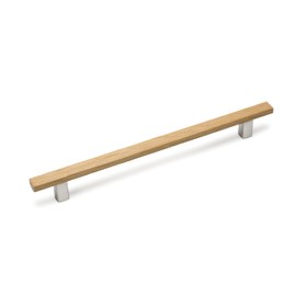 Gedotec Furniture Handles, Aluminium and Wood, Pack of 1, Folding Door Handles Furniture, Length: 284 mm, ARA, Walnut Stainless Steel Look, Minimalist, Cabinet Handles, Drawer Handles, Kitchen