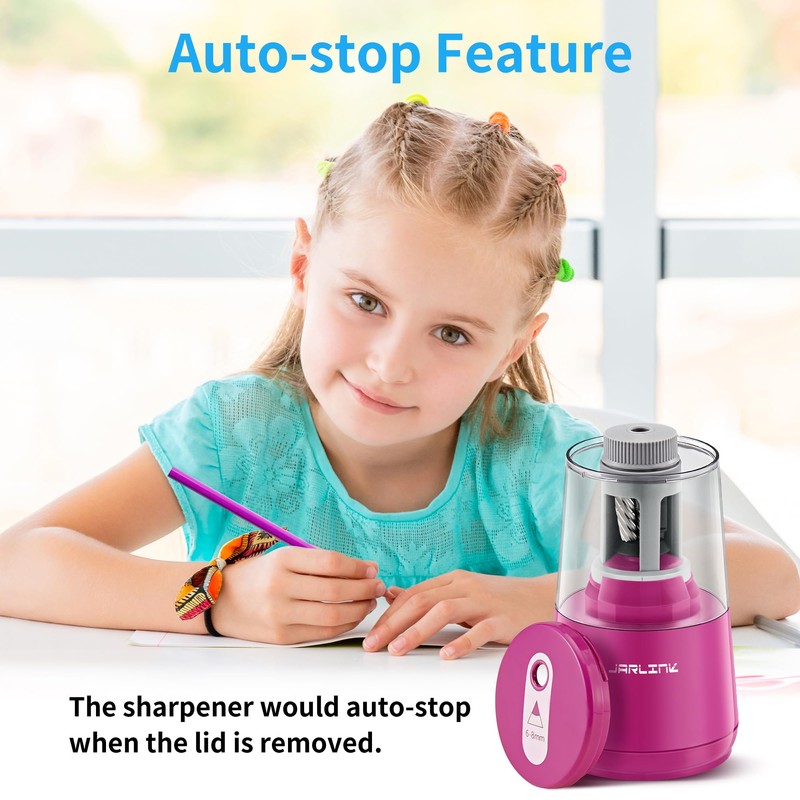 JARLINK Electric Pencil Sharpener, Heavy-Duty Helical Blade to Fast Sharpen,