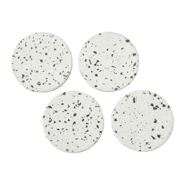 Main + Mesa Round Terrazzo Coasters, White, Set of 4