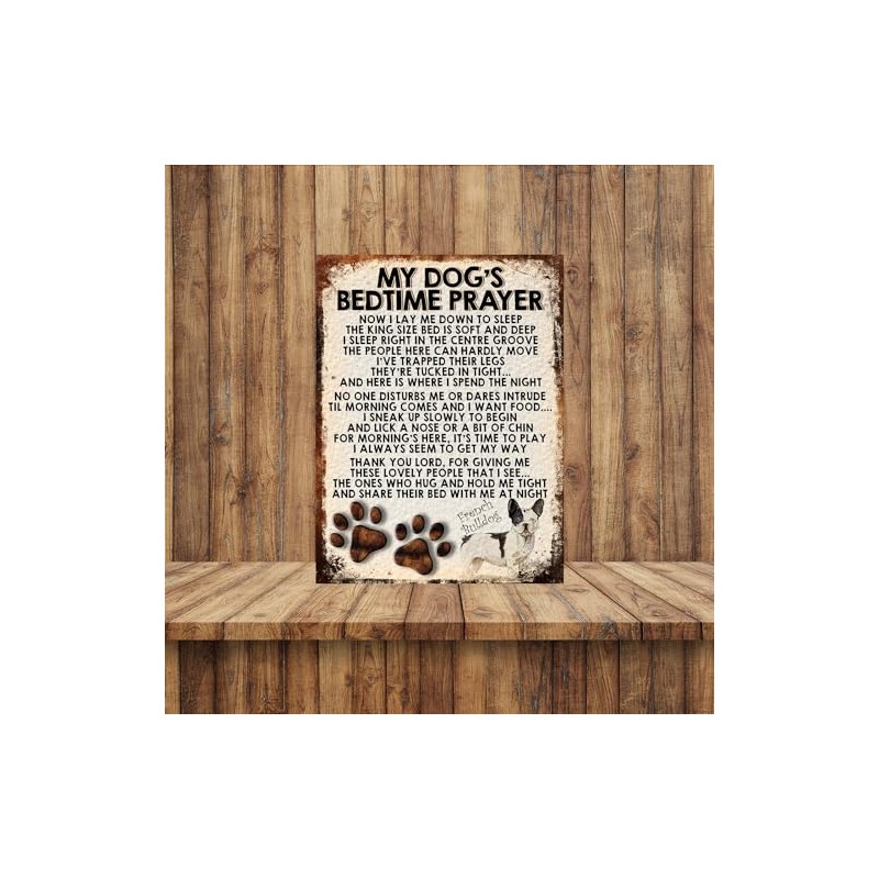 MY DOG'S BEDTIME PRAYER RETRO STYLE METAL TIN SIGN/PLAQUE (FRENCH