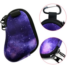 AMMKRO Neoprene Asthma Inhaler Holder, Protective Portable Travel Handy Holster, Lightweight Carrying Case with Carabiner Clip, Inhaler Not Included (Purple sky)