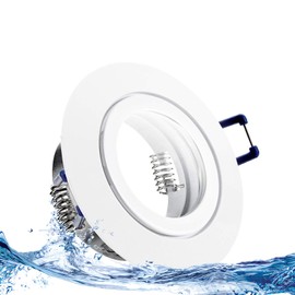 trendlights24 Mare IP44 Bathroom Recessed Spotlight, White, Round, 230 V, LED, Set of 1, 1.5 W, 120 lm, GU10, Warm White, Recessed Light for Bathroom, Wet Room