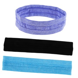 Healvian 3pcs Elastic Sweat Headbands for Women Non Slip Athletic Hair Bands Comfortable Moisture Wicking Sports Headbands for Yoga Running and Tennis Black Blue Purple