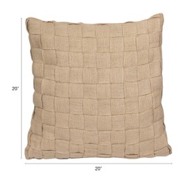 Creative Co-Op, Natural Woven Jute and Cotton Pillow with Basket Weave