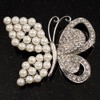 Unique Faux Pearl Crystal Butterfly Brooch