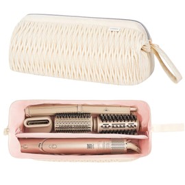 Dyson Airwrap Travel Case for Shark Hair Dryer Airstraight Flex Style Hair Attachment Tool Organizer Accessories Air Wrap Flat Curling Iron Carrying Case (Beige)