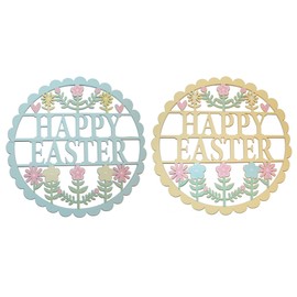 Blue Fretwork Happy Easter Wreath (27cm)