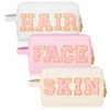 3 Pcs Preppy Clear Makeup Bags Chenille Letter Patch Pouch