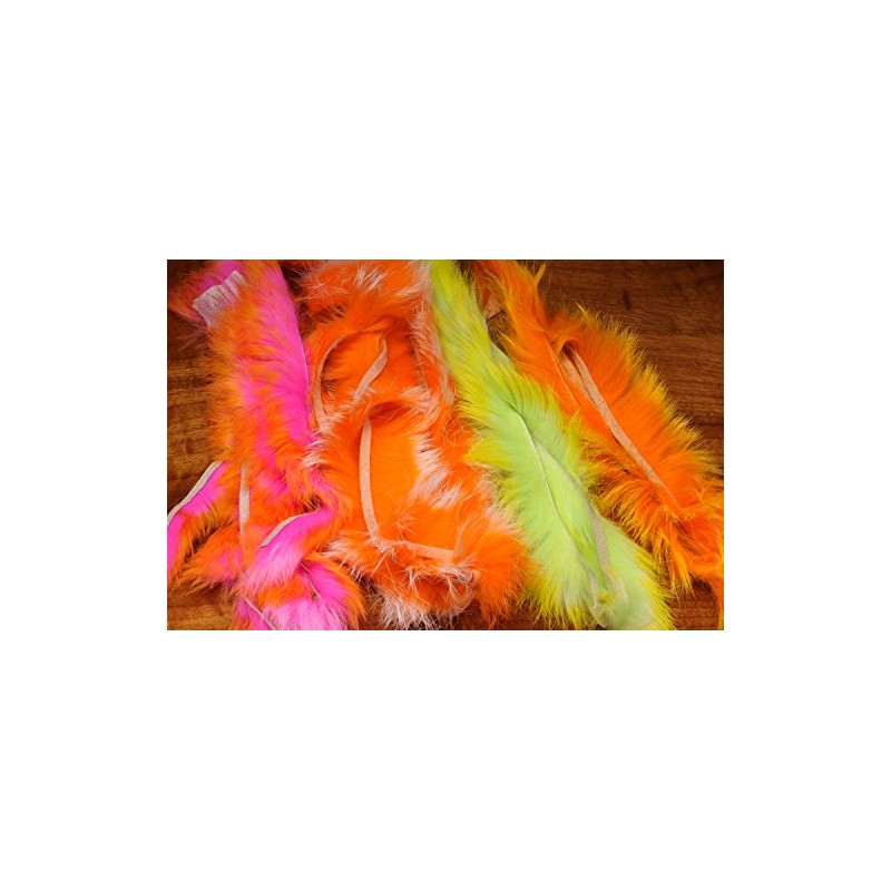 Hareline Rabbit Strips Black/FL Chartreuse, 4 Pieces, Fly Tying Material