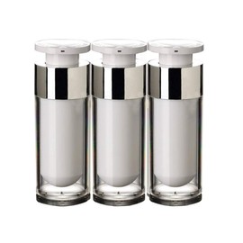 2PCS Empty Refill Upscale Acrylic Airless Vacuum Pump Cream Lotion Vial Bottle Jars Bayonet Eyecream Toner Cosmetic Toiletries Liquid Storage Hoder Containers Makeup Foundation Dispenser (30ml/1oz)