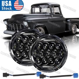Unbrand Pair New for Chevy Pickup Truck 3100 7" Inch LED Headlight Round HI/LO Beam