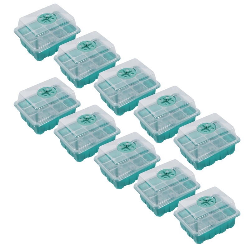 10Pcs Seedling Trays 12 Hole Transparent Adjustable Ventilated Seedling Starter
